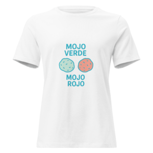 Camiseta blanca Mojo verde, mojo rojo de Aire de Canarias